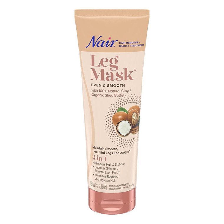 Nair Hair Remover Leg Mask with Natural Clay and Shea Butter Keep Legs Smooth Longer 8Oz (227g)
