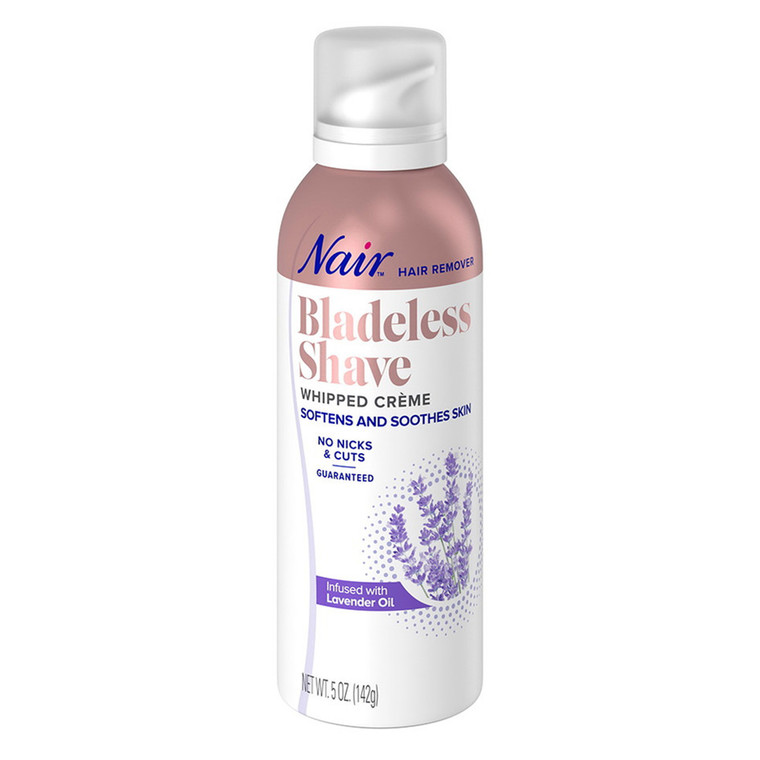 Nair Hair Remover Bladeless Shave No Nicks or Cuts Removal Whipped Creme with Lavender Oil 5Oz (142g)