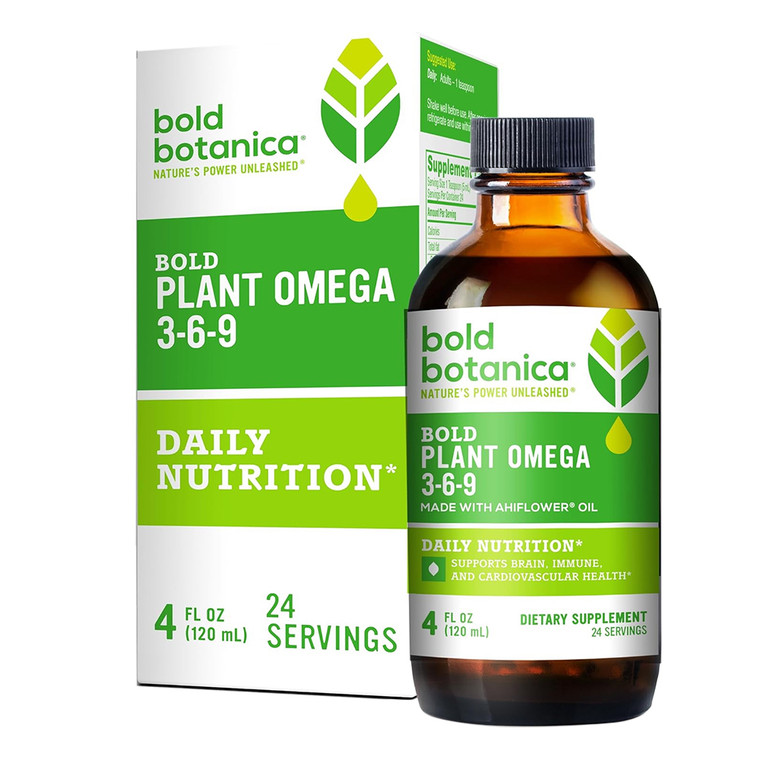 Bold Botanica Plant Omega 3 6 9 Support Brain Immune and Cardiovascular Health 4Oz (120ml)