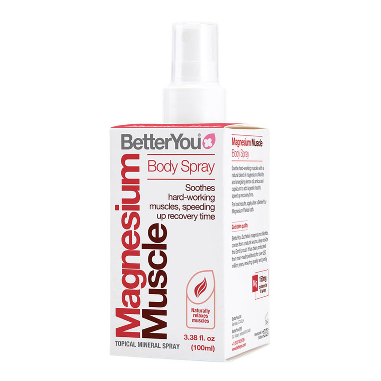 BetterYou Magnesium Muscle Body Spray for Muscle Relief Recovery and Tension Support 3.38Oz (100ml)
