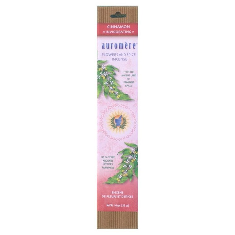 Auromere Flowers and Spice Incense Cinnamon Warming and Invigorating Aromatherapy Fragrance 0.35Oz (10g)