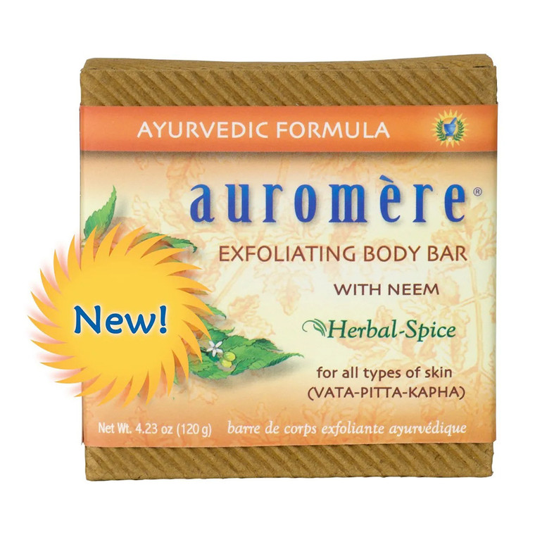 Auromere Exfoliating Body Bar with Neem Ayurvedic Skin Care Cleansing and Purifying Formula 4.23Oz (120g)