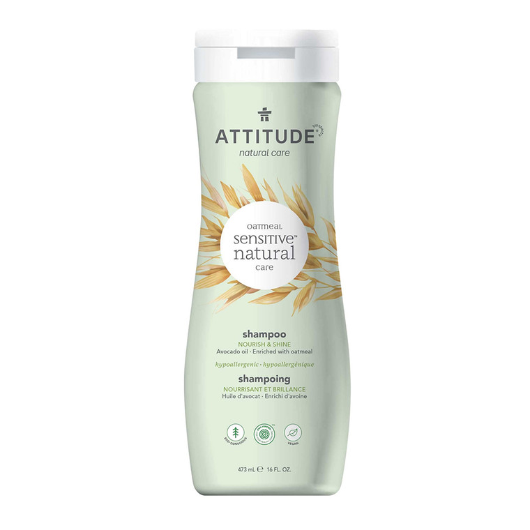 Attitude Sensitive Skin Care Shampoo, Nourish And Shine Avocado Oil, 16 Oz