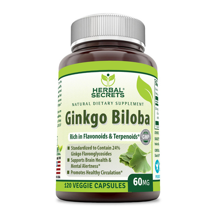 Amazing Nutrition Herbal Secrets Ginkgo Biloba 60 Mg Veggie Capsules, 120 Ea