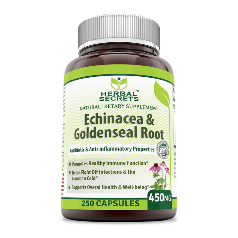 Amazing Nutrition Herbal Secrets Echinacea & Goldenseal Root 450 Mg Capsules, 250 Ea