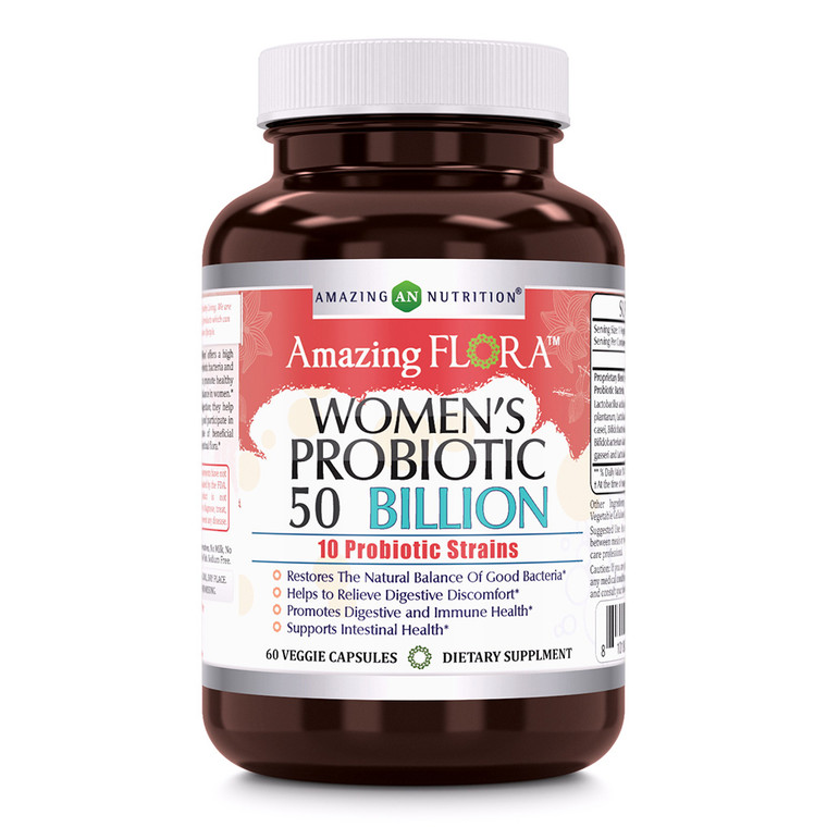 Amazing Nutrition Amazing Flora Womens Probiotic 50 Billion 10 Strains, 60 Ea