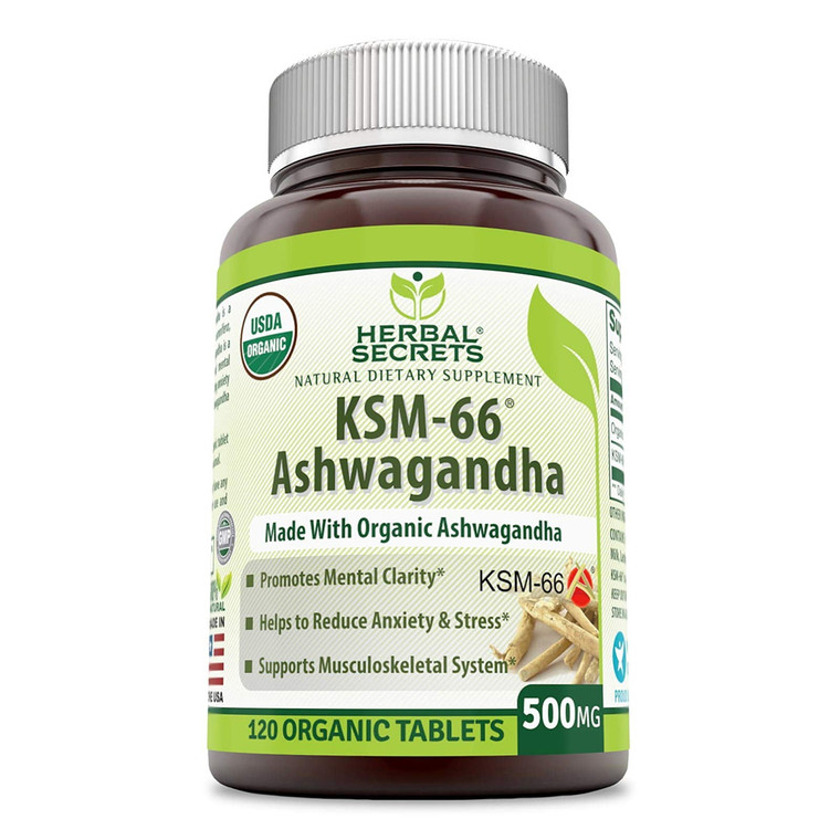 Amazing Nutrition Herbal Secrets KSM 66 Ashwagandha 500 Mg Tablets, 120 Ea