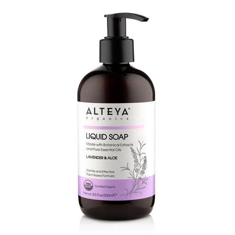 Alteya Liquid Soap Lavender and Aloe for Gentle Cleansing and Skin Soothing 8.5Oz (250ml)