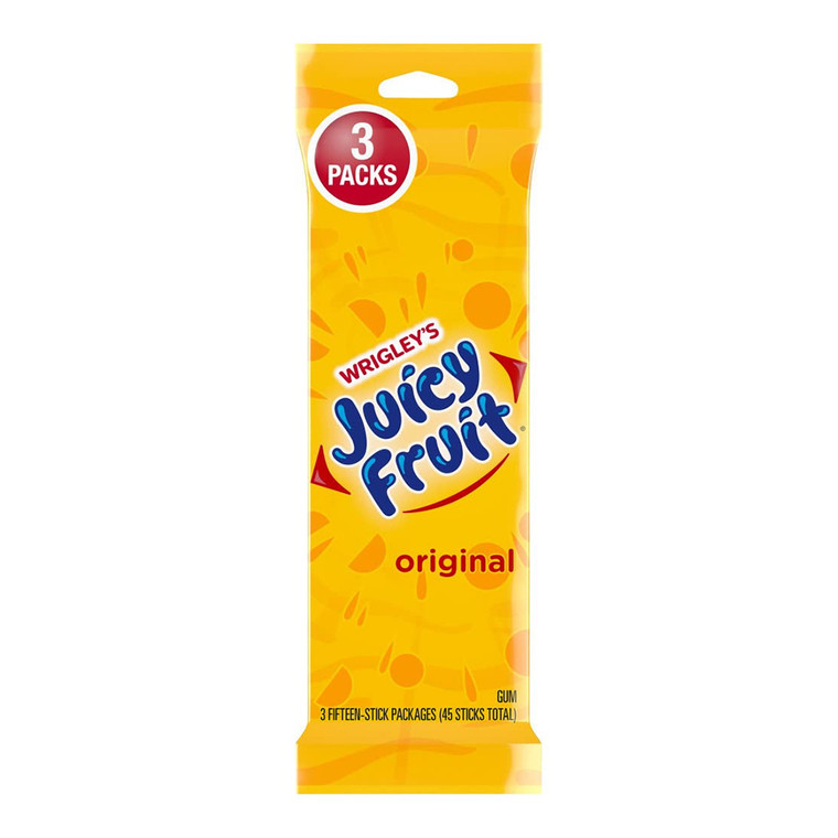 Wrigleys Juicy Fruit Chewing Gum Sticks, 15 Ea/20 Pack