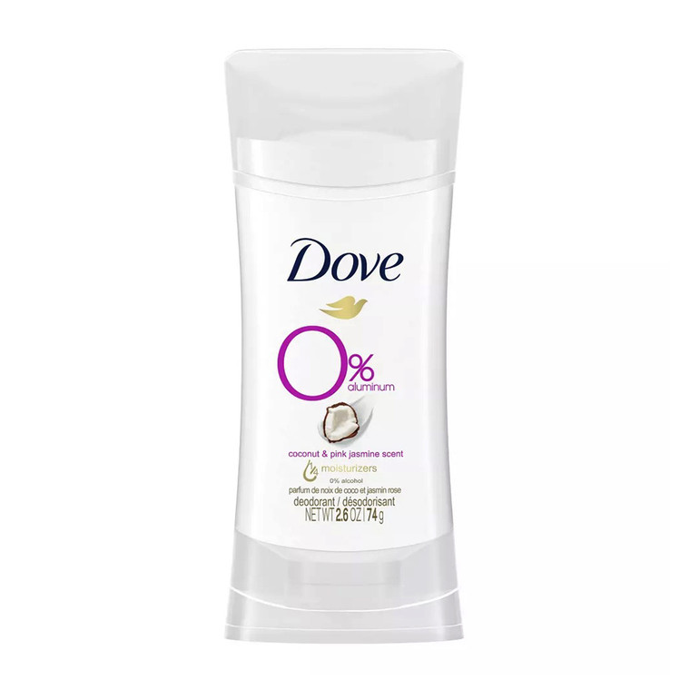 Dove Beauty 0% Aluminum Deodorant Stick, Coconut And Pink Jasmine, 2.6 Oz