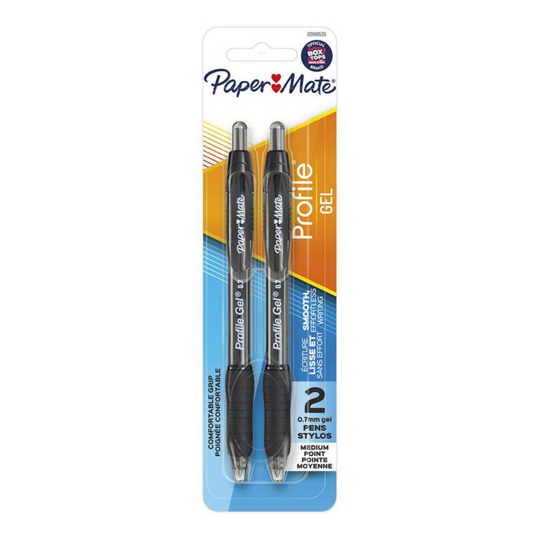 Paper Mate Profile Retractable Gel Pen 0.7mm, Black, 2 Ea