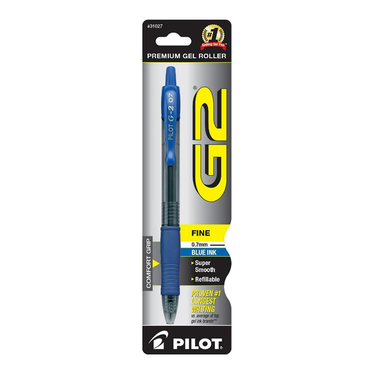 Pilot G2 Retractable Premium Gel Ink Roller Ball Point Pen, Blue, 1 Ea