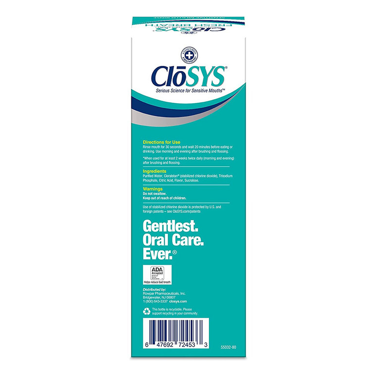 CloSys Oral Care Sensitive Rinse Gentle Mint Alcohol-Free Mouthwash 32Oz (946ml)