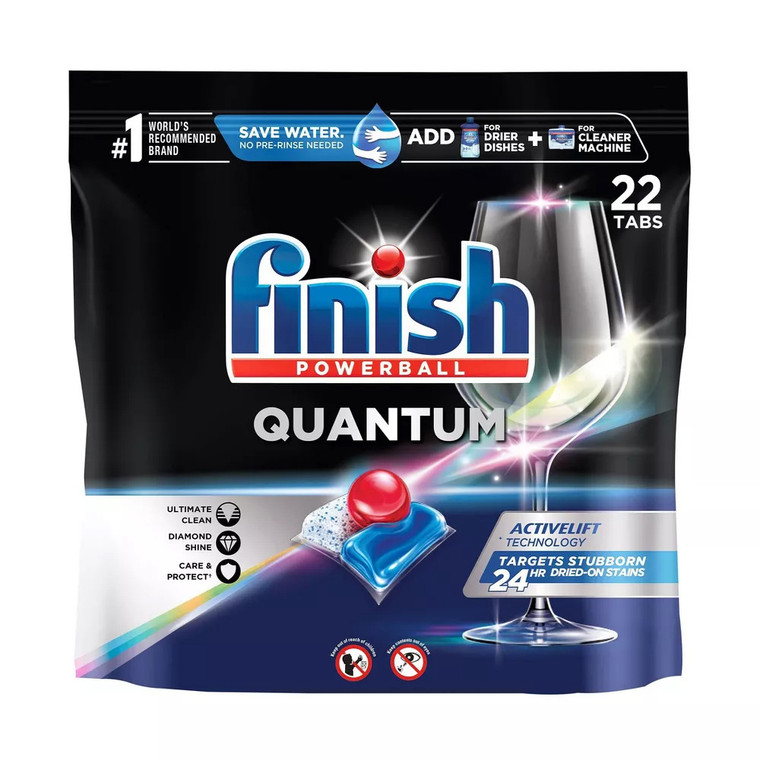 Finish Quantum Ultimate Clean And Shine Dishwasher Detergent Tablets, 22 Ea