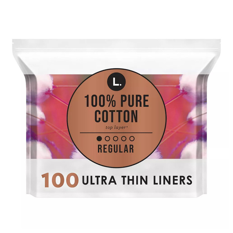 L Organic Cotton Topsheet Ultra Thin Panty Liners, 100 Ea
