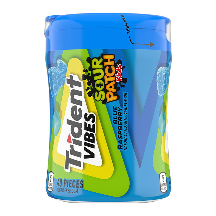 Trident vibes sour patch Sugar Free Gum, Blue Raspberry, 40 Ea