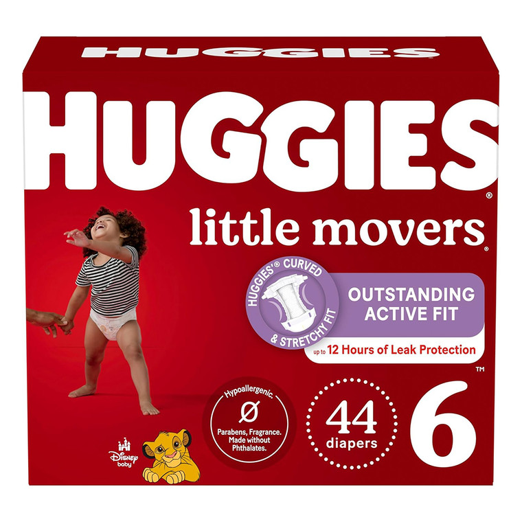 Huggies Size 6 Little Movers Baby Diapers for Active Toddlers and Leak Protection 44Ea