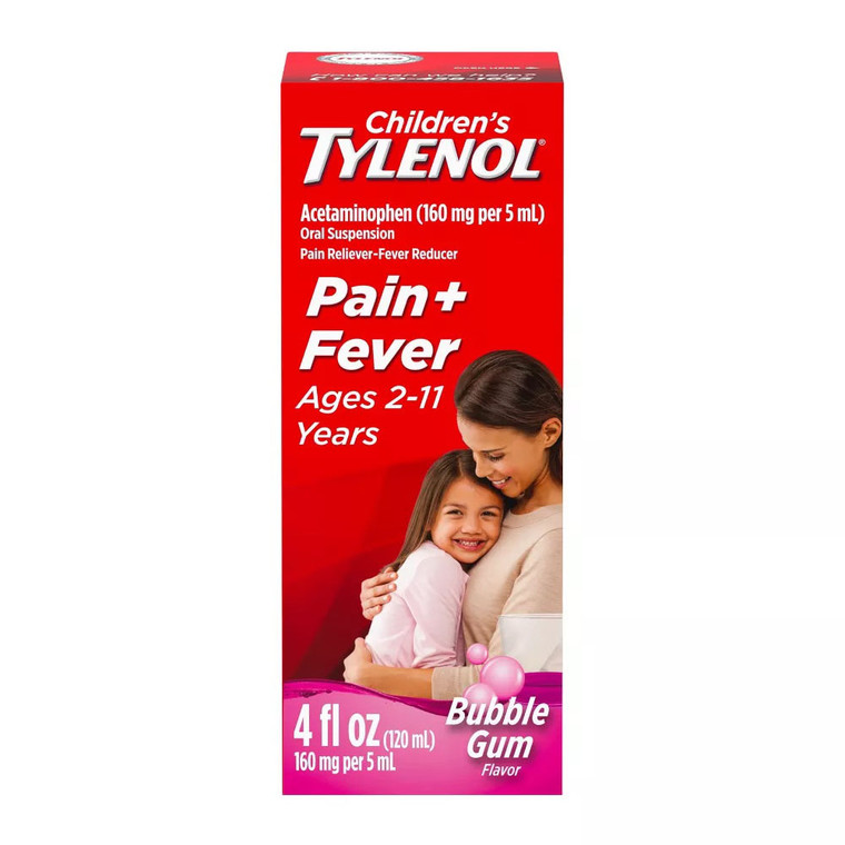 Tylenol Childrens Pain And Fever Relief Liquid Acetaminophen, Bubble Gum, 4 Oz