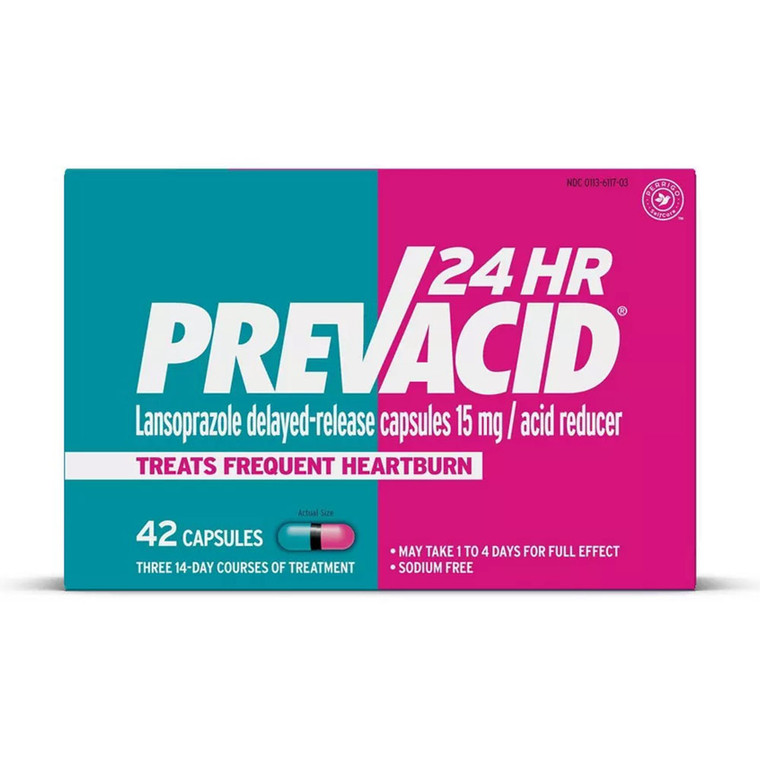 Prevacid 24 Hours Acid And Delayed Release 15 Mg For Heartburn Relief Capsules, 42 Ea