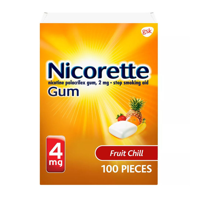 Nicorette Stop Smoking Aid 4mg Gum, Fruit Chill, 100 Ea