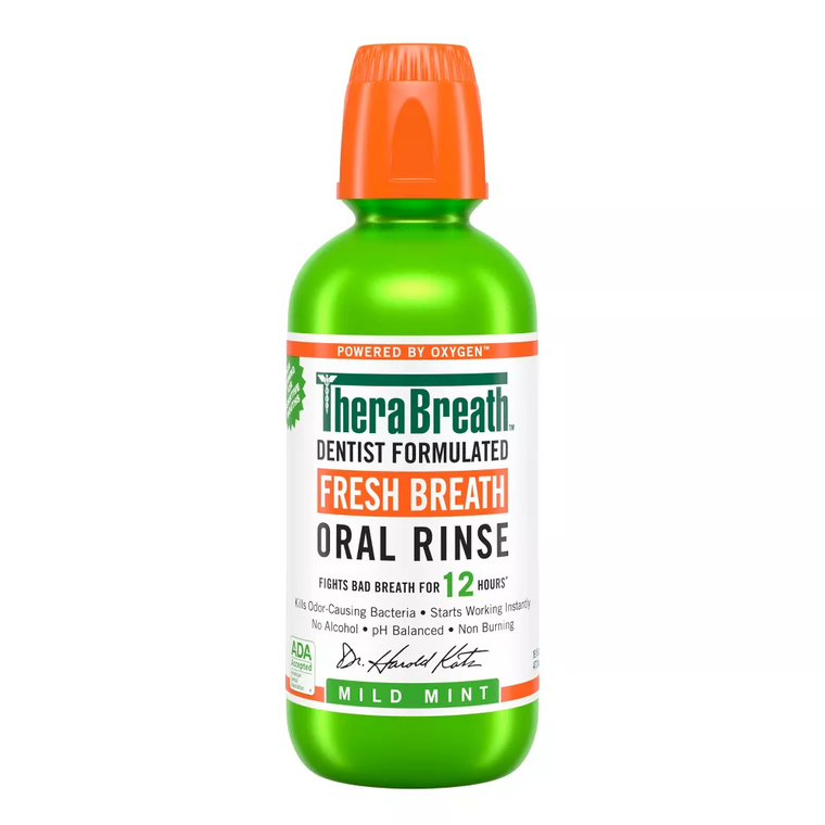 TheraBreath Fresh Breath Mouthwash, Mild Mint, 16 Oz