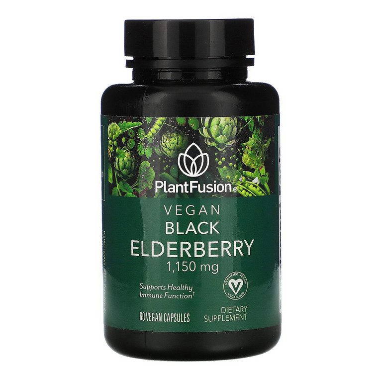 Plant Fusion Black Elderberry 1,150 Mg Vegan Capsules For Immune Support, 60 Ea