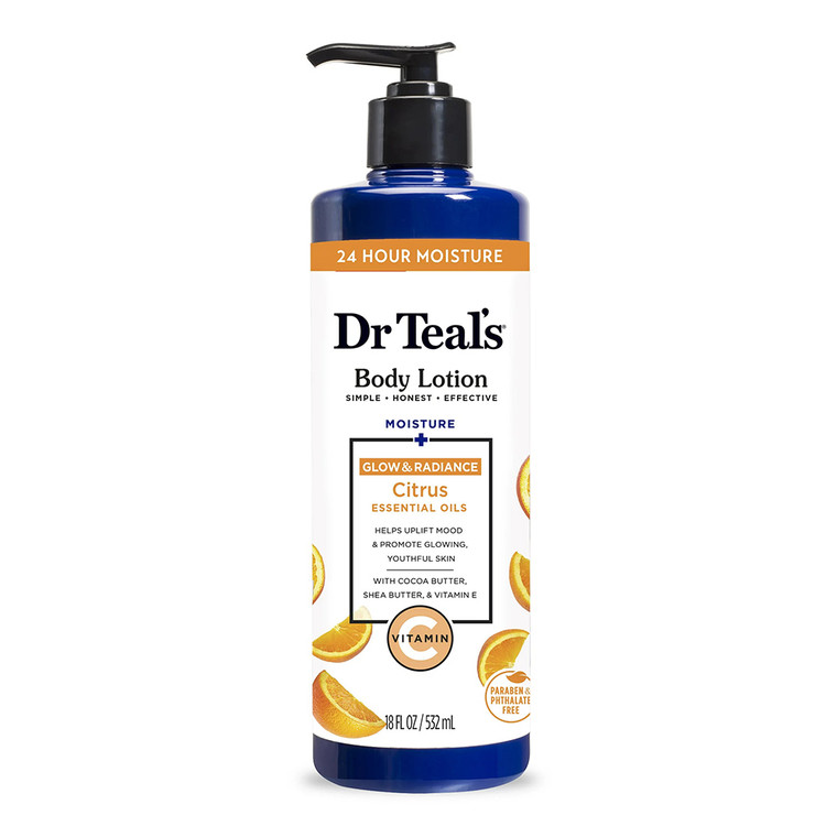 Dr Teals Body Lotion with Citrus, Glow and Radiance, 18 Oz
