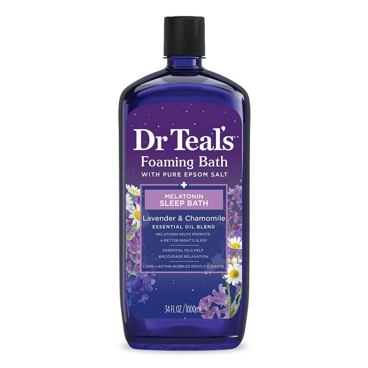 Dr Teals Pure Epsom Salt Foaming Bath with Melatonin Sleep Bath, 34 Oz