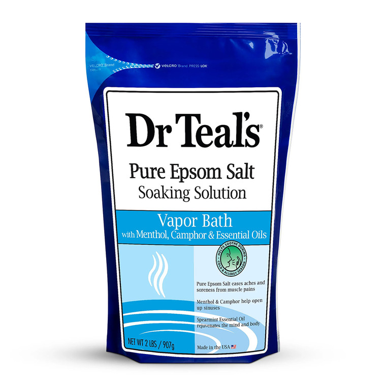 Dr Teals Pure Epsom Salt Soaking Solution Vapor Bath with Menthol, 2 Lb
