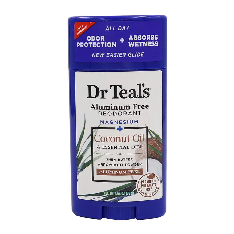 Dr Teals Aluminum Free Deodorant with Coconut Oil, 2.65 Oz