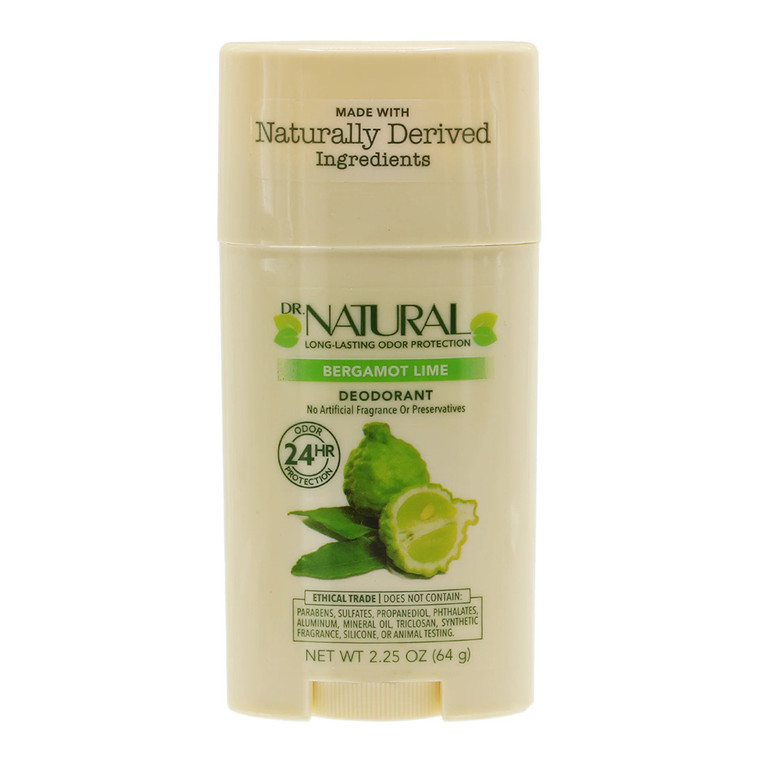 Dr Natural Deodorant Stick, Bergamot Lime, 2.25 Oz