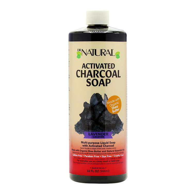 Dr Natural Activated Charcoal Soap, Lavender, 32 Oz