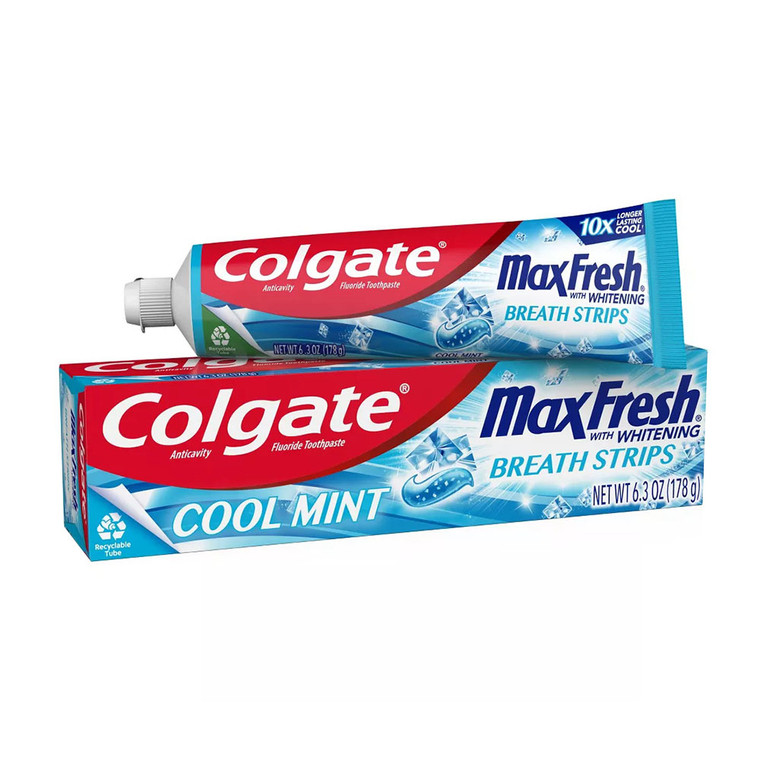 Colgate Max Fresh Toothpaste with Mini Breath Strips, Cool Mint, 6.3 Oz