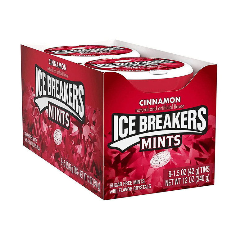 Hersheys Ice Breakers Sugar Free Mints, Cinnamon, 1.5 Oz, 8 Ea