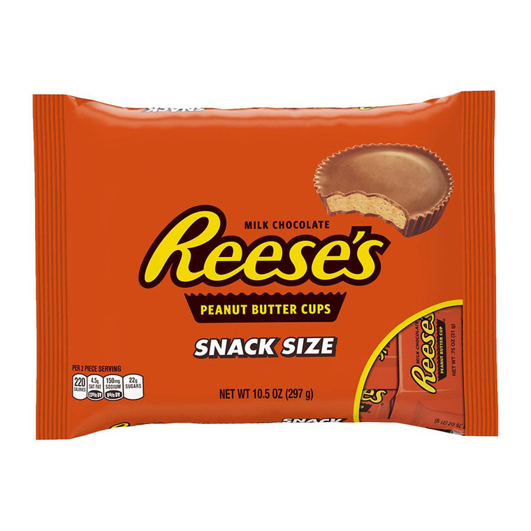 Hersheys Reeses Milk Chocolate Peanut Butter Cups Snack Size Candy, 10.5 Oz