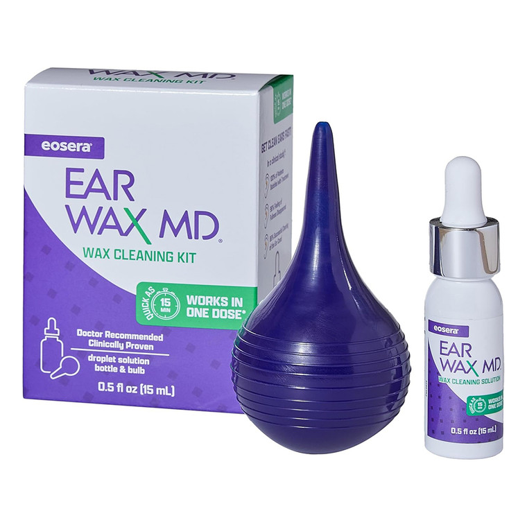 Eosera Ear Wax MD Cleaning Kit with Bulb for Safe Wax Removal 0.5Oz (15ml)