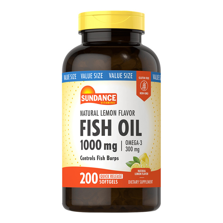 Sundance Omega 3 Fish Oil 1000 Mg Softgels, Natural Lemon Flavor, 200 Ea