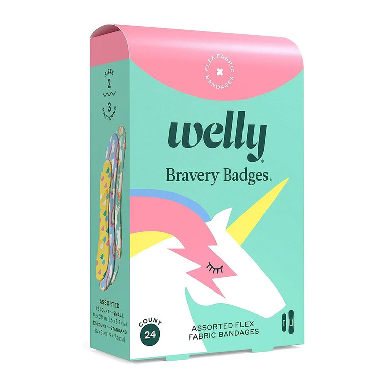 Welly Bravery Badges Standard Flex Fabric Bandages Rainbow, 24 Ea