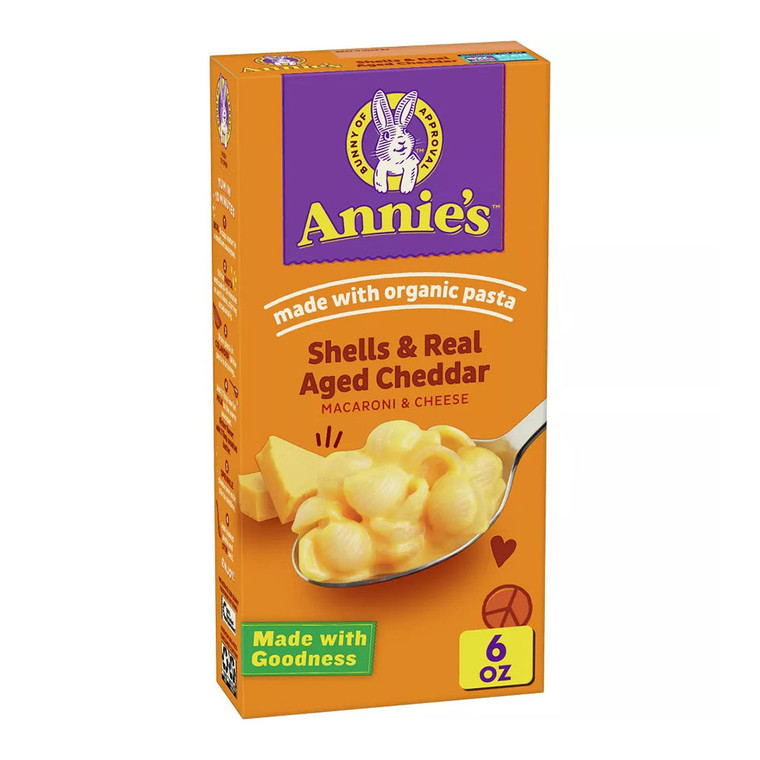 Annies Shells And Real Aged Cheddar Macaroni And Cheese, 6 Oz