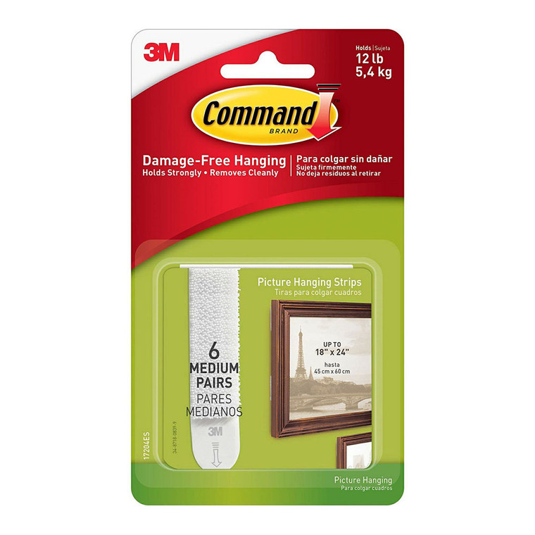 3M Command Picture Hanging Strips, Medium, 6 Ea