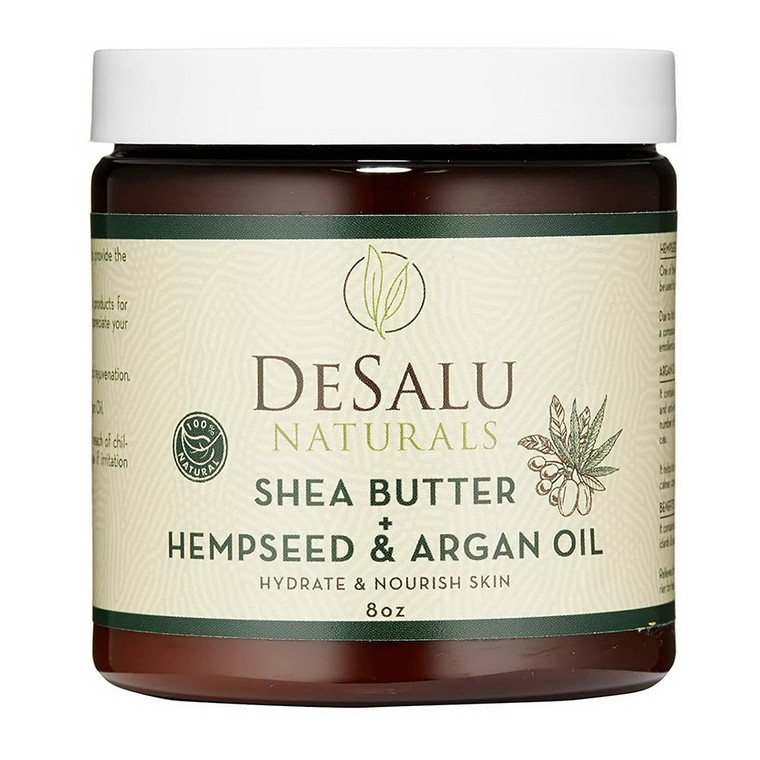 Desalu Naturals Shea Butter with Hemp Seed and Argan Oil Hydrate and Nourish Skin for All Skin Types 8Oz