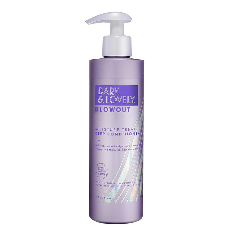 Dark and Lovely Blowout Moisture Hair Treatment Deep Conditioner with Castor Oil for Straight and Smooth Hair Suitable for All Hair Types 12Oz (355ml)