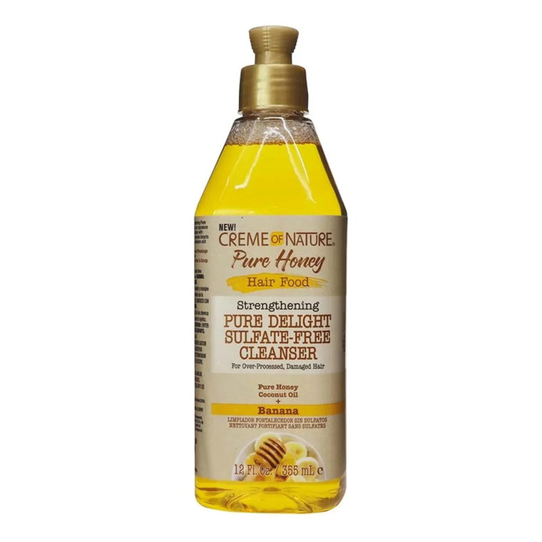 Creme of Nature Pure Honey Hair Food Strengthening Pure Delight Sulfate Free Cleanser, 12 Oz