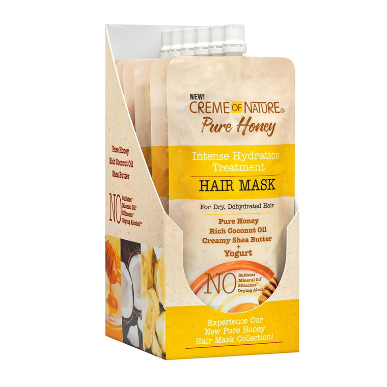 Creme of Nature Pure Honey Intense Hydration Treatment Hair Mask with Honey and Yogurt, 6 Pack