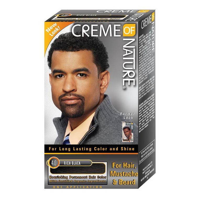 Creme of Nature Permanent Long Lasting Color for Hair, Mustache and Beard, Rich Black, 1 Ea