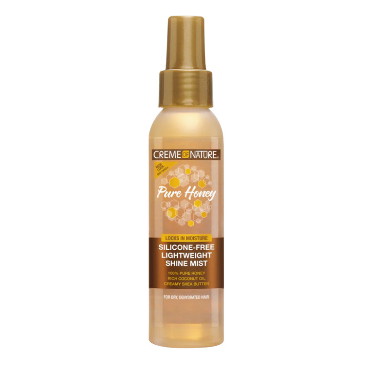 Creme of Nature Pure Honey Silicone Free Lightweight Shine Mist for Hydrating and Controlling Frizz 4Oz (118ml)