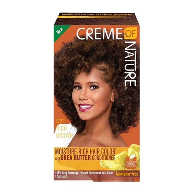 Creme of Nature Moisture Rich Hair Color with Shea Butter, C21 Rich Brown, 1 Ea