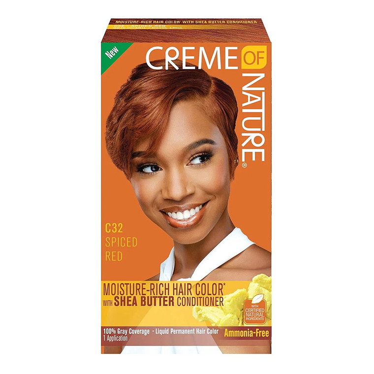 Creme of Nature Moisture Rich Hair Color with Shea Butter, C32 Spiced Red, 1 Ea