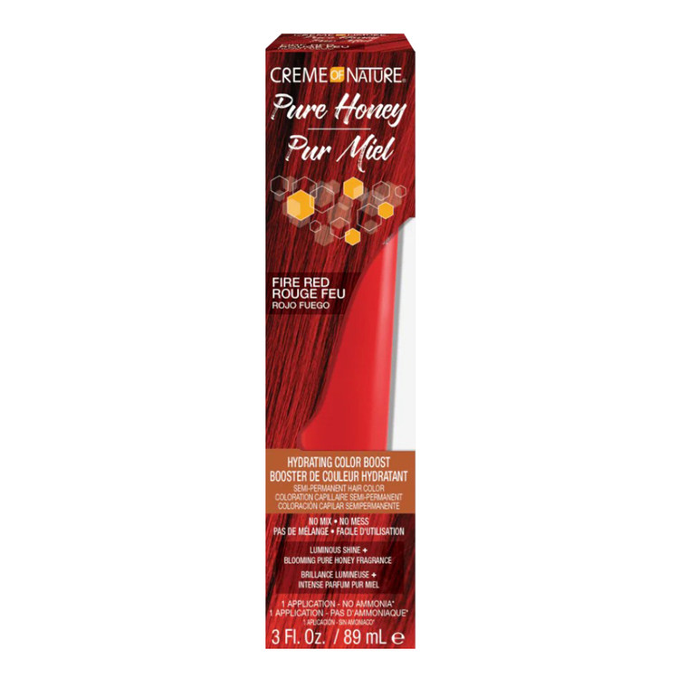 Creme of Nature Pure Honey Hydrating Color Boost Semi Permanent Hair Color Fire Red 3Oz (89ml)