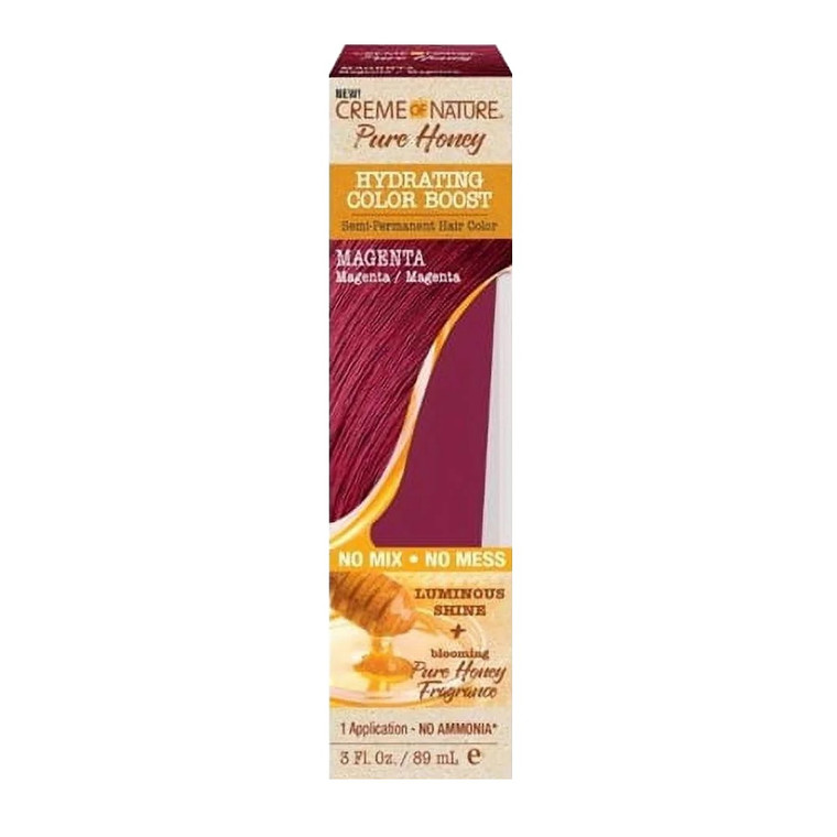 Creme Of Nature Pure Honey Hydrating Color Boost Semi Permanent Hair Color, Magenta, 3 Oz